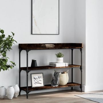 Gossi masuta consola cu rafturi, stejar fumuriu, 100x30x80 cm