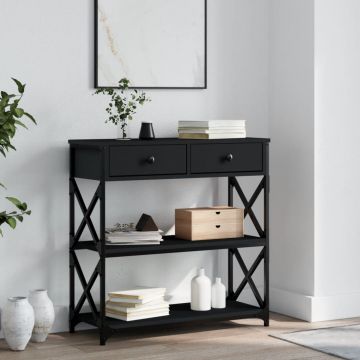 Gossi masuta consola, negru, 75x28x75 cm, lemn compozit