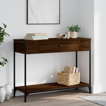 Gossi masuta consola, stejar maro, 100x34,5x75 cm, lemn prelucrat