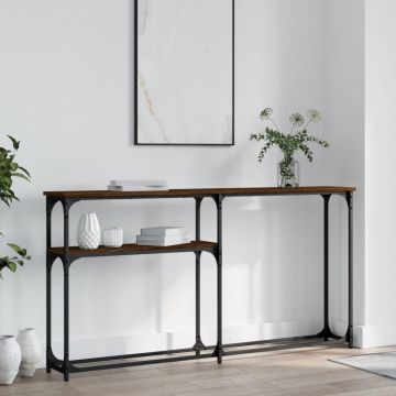 Gossi masuta consola, stejar maro, 145x22,5x75 cm, lemn prelucrat