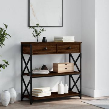 Gossi masuta consola, stejar maro, 75x28x75 cm, lemn prelucrat