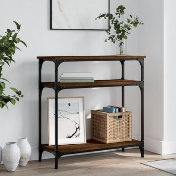 Gossi masuta consola, stejar maro, 75x29x75 cm, lemn prelucrat