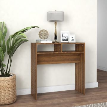 Gossi masuta consola, stejar maro, 78x30x80 cm, lemn prelucrat