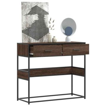 Gossi masuta consola, stejar maro, 90x35x80 cm, lemn prelucrat