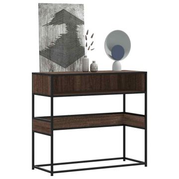 Gossi masuta consola, stejar maro, 90x35x80 cm, lemn prelucrat