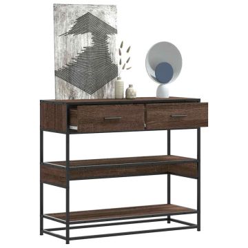 Gossi masuta consola, stejar maro, 90x35x80 cm, lemn prelucrat