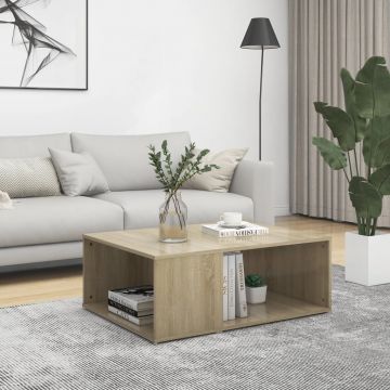 Gossi masuta de cafea alb si stejar sonoma 90x67x33 cm lemn prelucrat