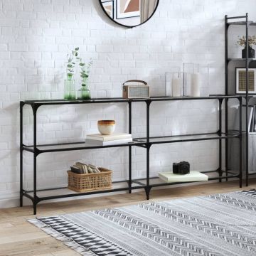 Gossi masuta de cafea blat din sticla transparenta 194,5x30x81cm otel