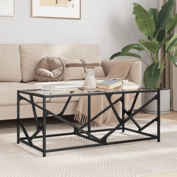 Gossi masuta de cafea blat din sticla transparenta 98,5x50x41 cm otel