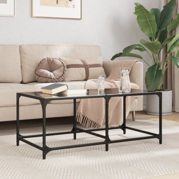 Gossi masuta de cafea cu blat din sticla neagra 98,5x50x40 cm otel