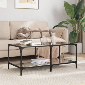 Gossi masuta de cafea cu blat din sticla neagra 98,5x50x40 cm otel