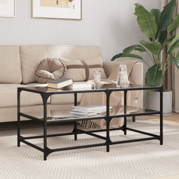 Gossi masuta de cafea cu blat din sticla neagra 98,5x50x45 cm otel