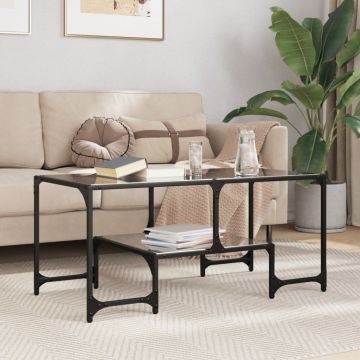Gossi masuta de cafea cu blat din sticla neagra 98,5x50x45 cm otel