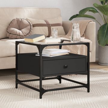 Gossi masuta de cafea cu blat din sticla negru 50x50x45 cm otel