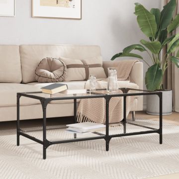 Gossi masuta de cafea cu blat sticla transparenta 98,5x50x40 cm otel