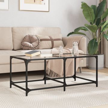 Gossi masuta de cafea cu blat sticla transparenta 98,5x50x40 cm otel