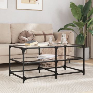 Gossi masuta de cafea cu blat sticla transparenta 98,5x50x45 cm otel
