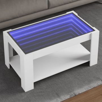 Gossi masuta de cafea cu led, alb, 93x53x45 cm, lemn prelucrat