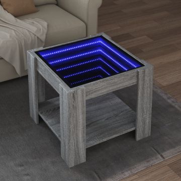 Gossi masuta de cafea cu led gri sonoma 53x53x45 cm lemn prelucrat