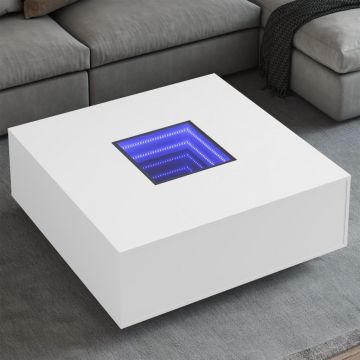 Gossi masuta de cafea cu led infinity, alb, 100x100x40 cm