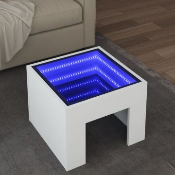 Gossi masuta de cafea cu led infinity, alb, 40x40x30 cm