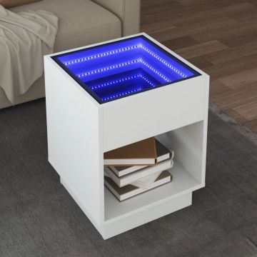 Gossi masuta de cafea cu led infinity, alb, 40x40x50 cm