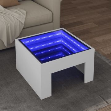 Gossi masuta de cafea cu led infinity, alb, 50x50x30 cm