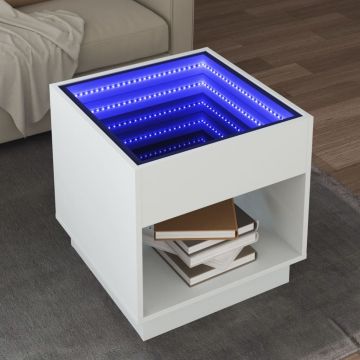 Gossi masuta de cafea cu led infinity, alb, 50x50x50 cm