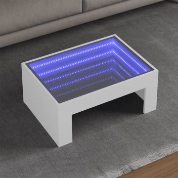 Gossi masuta de cafea cu led infinity, alb, 70x50x30 cm