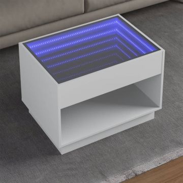 Gossi masuta de cafea cu led infinity, alb, 70x50x50 cm