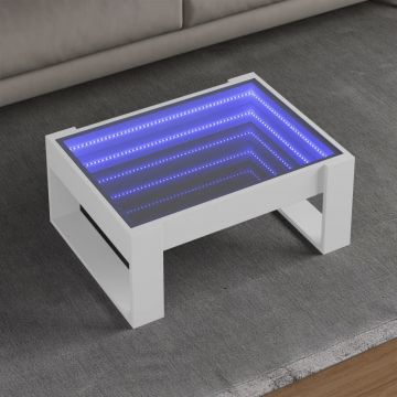 Gossi masuta de cafea cu led infinity, alb, 70x53x30 cm