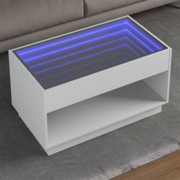 Gossi masuta de cafea cu led infinity, alb, 90x50x50 cm