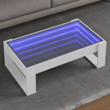 Gossi masuta de cafea cu led infinity, alb, 90x53x30 cm