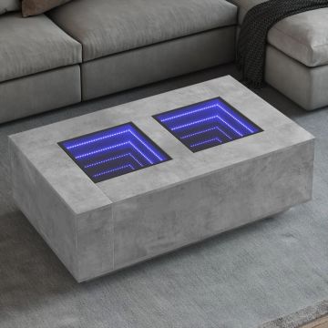 Gossi masuta de cafea cu led infinity, gri beton, 116x69x40 cm