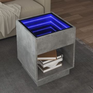 Gossi masuta de cafea cu led infinity, gri beton, 40x40x50 cm
