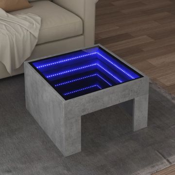 Gossi masuta de cafea cu led infinity, gri beton, 50x50x30 cm
