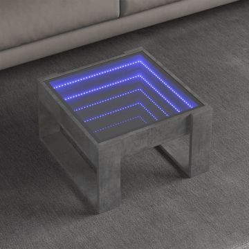 Gossi masuta de cafea cu led infinity, gri beton, 50x53x30 cm