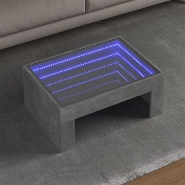 Gossi masuta de cafea cu led infinity, gri beton, 70x50x30 cm