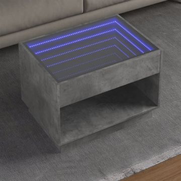 Gossi masuta de cafea cu led infinity, gri beton, 70x50x50 cm