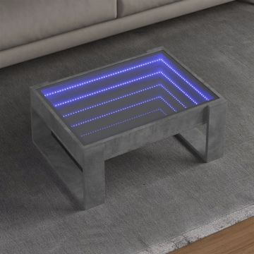 Gossi masuta de cafea cu led infinity, gri beton, 70x53x30 cm