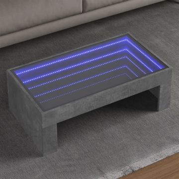 Gossi masuta de cafea cu led infinity, gri beton, 90x50x30 cm