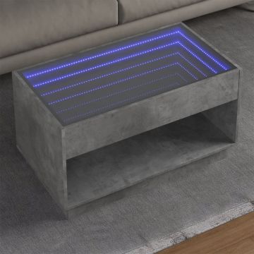 Gossi masuta de cafea cu led infinity, gri beton, 90x50x50 cm