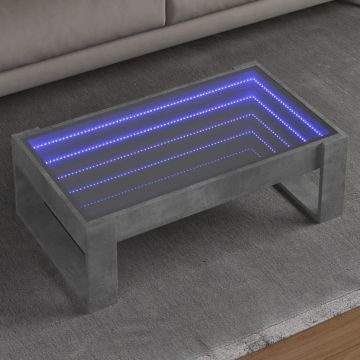 Gossi masuta de cafea cu led infinity, gri beton, 90x53x30 cm