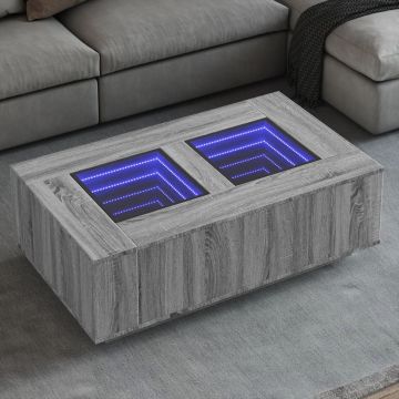 Gossi masuta de cafea cu led infinity, gri sonoma, 116x69x40 cm