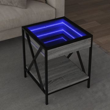 Gossi masuta de cafea cu led infinity, gri sonoma, 40x40x49 cm
