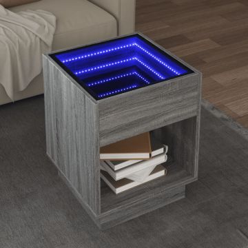 Gossi masuta de cafea cu led infinity, gri sonoma, 40x40x50 cm