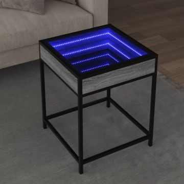Gossi masuta de cafea cu led infinity, gri sonoma, 40x40x51 cm