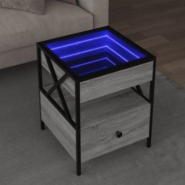 Gossi masuta de cafea cu led infinity, gri sonoma, 40x40x51 cm