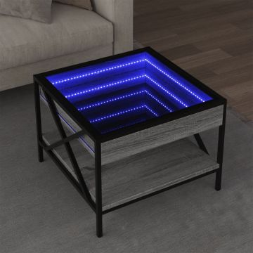 Gossi masuta de cafea cu led infinity, gri sonoma, 50x50x38 cm