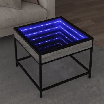 Gossi masuta de cafea cu led infinity, gri sonoma, 50x50x41 cm